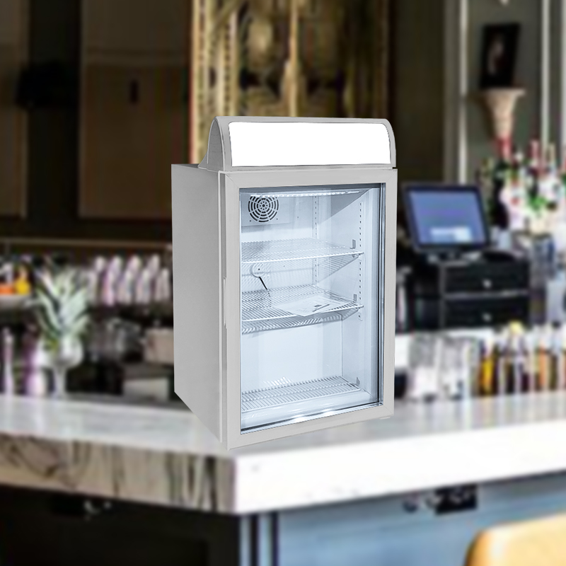 table top glass door freezer